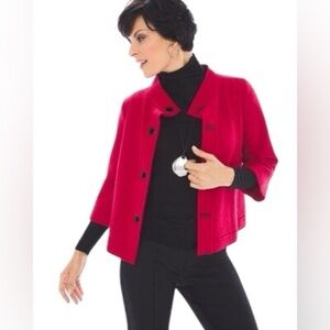 Chicos Buckle Front Wool Addison Cardigan Size S Red